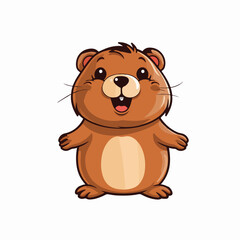 Obraz na płótnie Canvas Beaver tshirt design graphic, cute happy kawaii style
