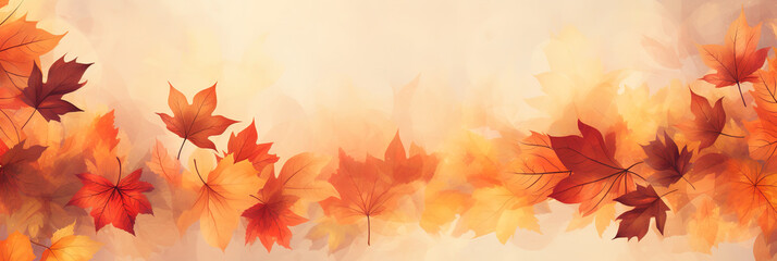 Naklejka na ściany i meble Herbstlicher Hintergrund Banner mit bunten Blättern