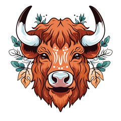 Bison tshirt design graphic, cute happy kawaii style
