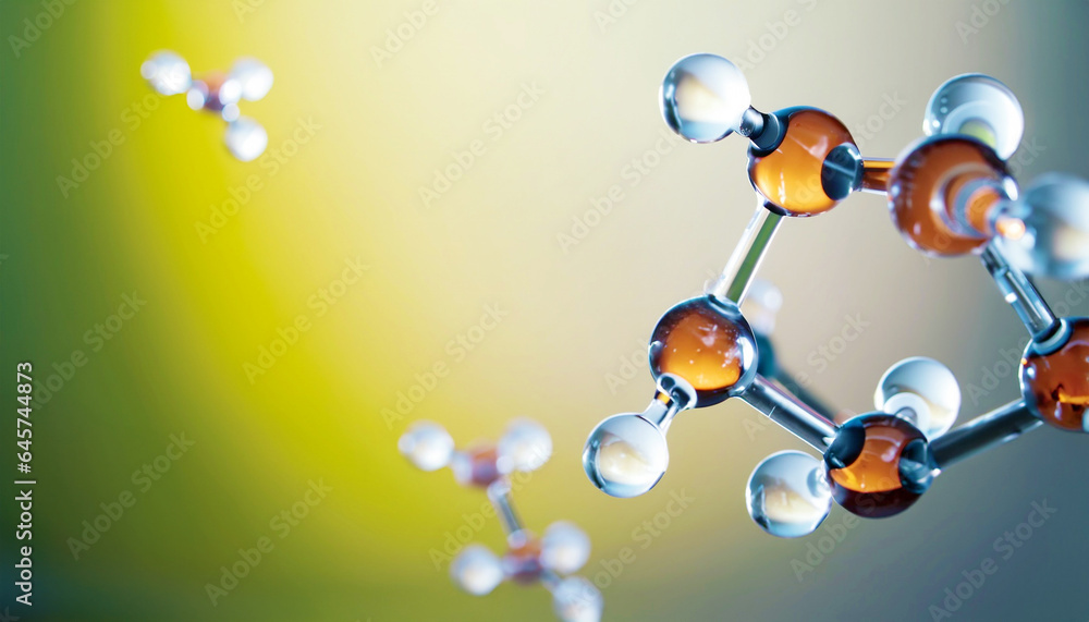 Poster science background with molecula and atom model. abstract molecular structure.