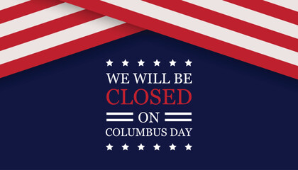 Close Sign Columbus Day banner design