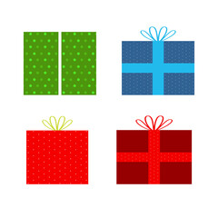 Colorful Set of 4 Christmas Holiday Presents Transparent PNG Clipart Illustration 