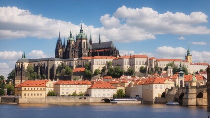Prague castle and the little quarter in old town of prague czech republi