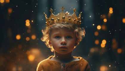 Cute baby with a crown on his head