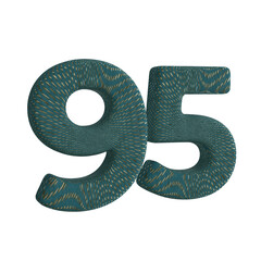 Number 95 3D render with fabric material