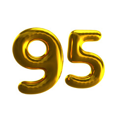 Number 95 3D render with Gold material