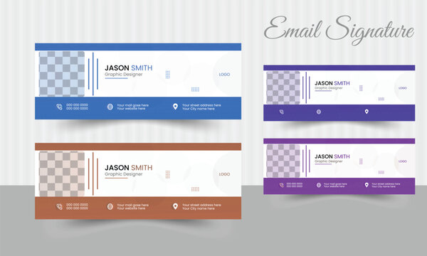 Creative And Modern Electric Email Signature Design Template, Colorful 5 Items Design.