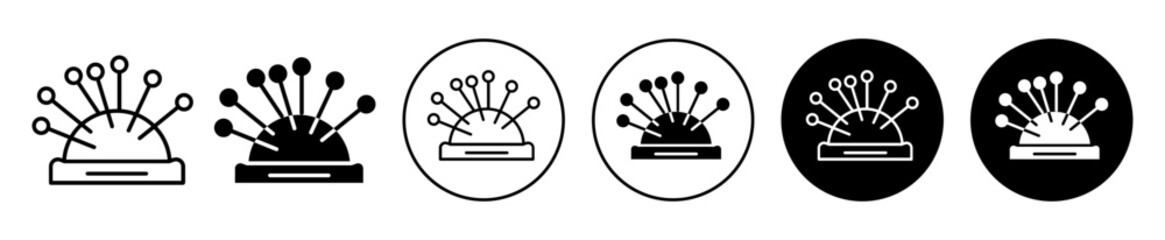 Pincushion Icon. Sharp pin holder for tailoring craft symbol. Sew Needle pillow to hold vector.