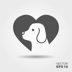 Dog friendly. Flat icon with shadow.