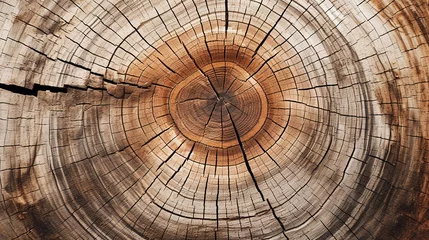 Foto auf Acrylglas Brennholz Textur Cross-section of a tree trunk texture wood