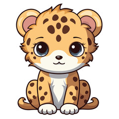 Leopard tshirt design graphic, cute happy kawaii style