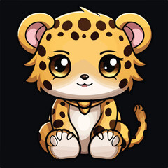 Leopard tshirt design graphic, cute happy kawaii style