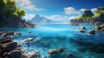 Fototapeta na wymiar Emerald Isle: Azure Waters Cradling Paradise