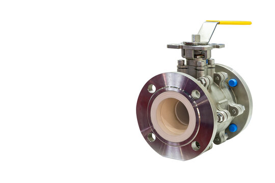 stainless steel ball valve for industrial isolated on white background with clipping path