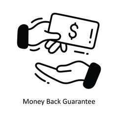 Money Back Guarantee doodle Icon Design illustration. Ecommerce and shopping Symbol on White background EPS 10 File