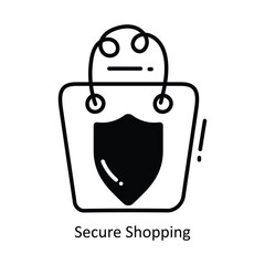 Secure Shopping doodle Icon Design illustration. Ecommerce and shopping Symbol on White background EPS 10 File