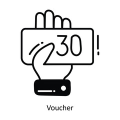 Obraz premium Voucher doodle Icon Design illustration. Ecommerce and shopping Symbol on White background EPS 10 File