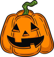 Halloween pumpkin with a scary face cartoon illustration.