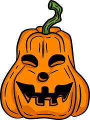 Halloween pumpkin with a scary face cartoon illustration.
