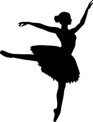 Black silhouette of a dancing ballerina. Vector.