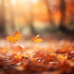 Naklejka na ściany i meble autumn leaves in the park - generative ai