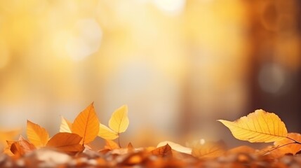 Naklejka na ściany i meble autumn leaves on the ground - generative ai