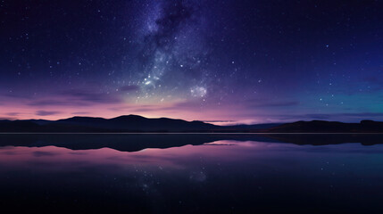  Starry Reflections: A Galaxy of Serenity at the Purple-Blue Lake