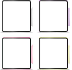 blank of digital tablet of various colors screen mockup