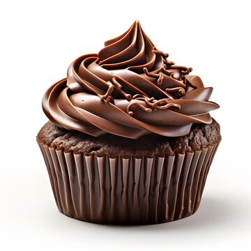 chocolate cupcake isolated on white