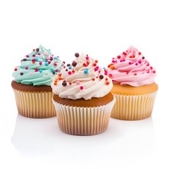 cupcake different flavors with icing and sprinkles