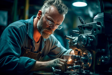 Engineering Excellence. A Skilled German Machinist Embodies Excellence in the Precision Machinery Industry, Showcasing Precision and Expertise in Every Detail. Precision Mastery