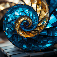 Monochromatic Golden Spiral with Varying Shades of Blue - Abstract Art