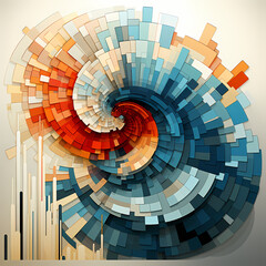 Composition using lines whose lengths are based on the Fibonacci sequence - Abstract Art