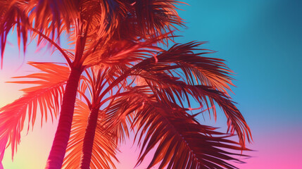 palm tree background. Retro tone color style