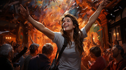 Obraz premium people celebrating a big win