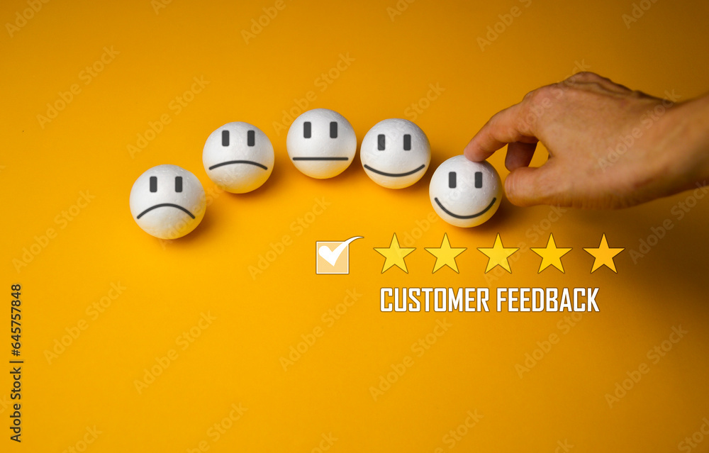 Poster user give rating to service experience on online application for customer review satisfaction feedba