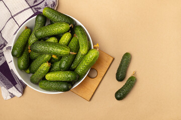 Fresh cucumbers on a table