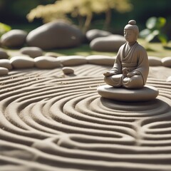 Zen Garden Meditation: Finding Inner Harmony with Sand and Stones, AI Generated.