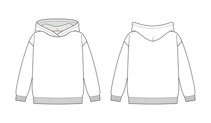 Fashion technical drawing of hoodie for kids. 