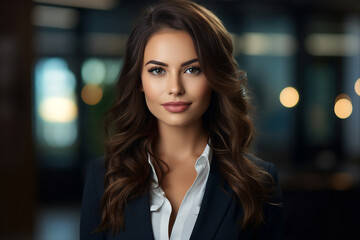 Naklejka premium Generative AI picture portrait of amazing gorgeous office worker young woman