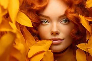  Expressive make up beauty portrait generative IA technology autumn woman model © deagreez