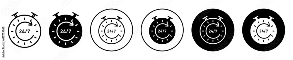 Poster anytime open icon. 24/7 online call support for business symbol. twenty four by seven digital help s