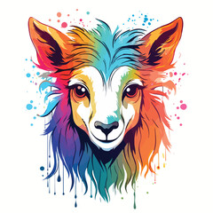 Goat tshirt design graphic, cute happy kawaii style