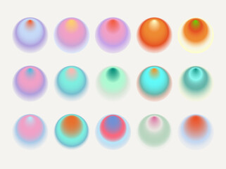 Aura Gradient Set y2k round poster. Futurism vector art set. Retrowave, synthwave, rave, steam wave background. Black, purple, pink, blue, yellow colors. Print, wallpaper, web template.