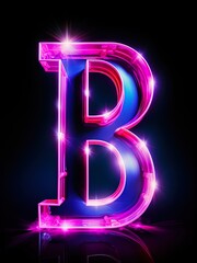 Neon Letter B in Bold Font. Primary Colour is Blue