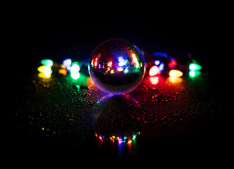 lens ball with colored lights background