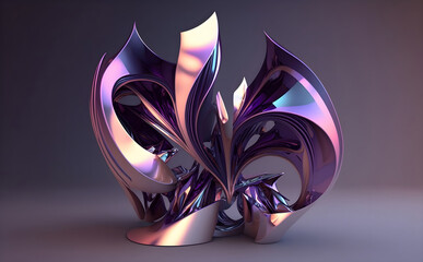 Abstract Holographic Purple Sculpture, Generative AI