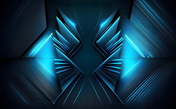 Abstract futuristic blue glowing background, Generative AI © Andrii