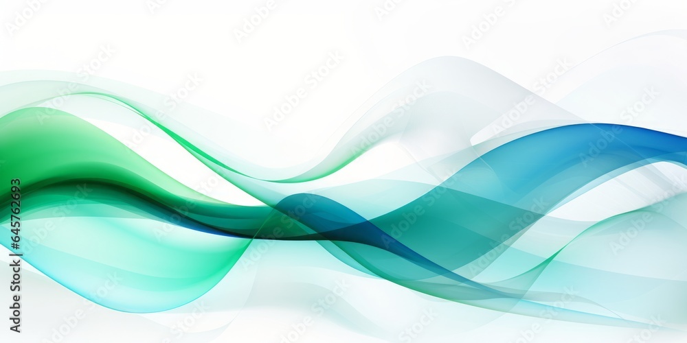 Poster abstract vector: green and blue lines with white sparkles in a stylish white and blue artistic compo