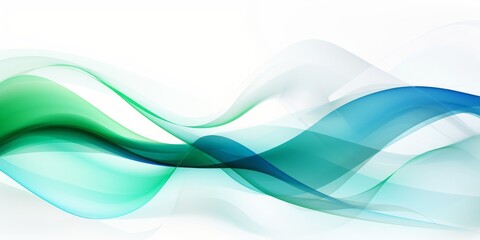 Abstract Vector: Green and Blue Lines with White Sparkles in a Stylish White and Blue Artistic Composition